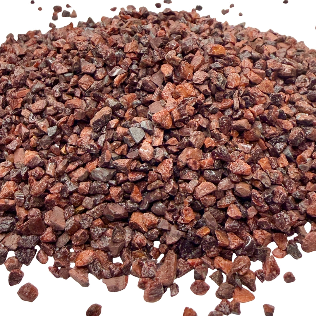 Crushed Red Tiger's Eye (Heat-Treated) Chips from South Africa, Pea-Sized Gravel (2mm-4mm) for Woodworking Inlay, Resin Art, Embellishments or Orgone Pyramids