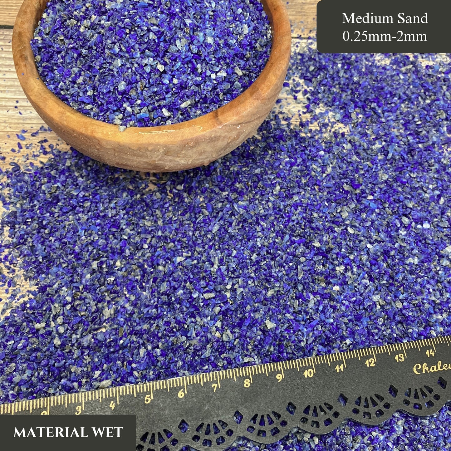 Crushed Lapis Lazuli (Grade A) Sand from Afghanistan, Medium Sand (0.25mm-2mm) for Woodworking and Ring Inlay, Resin Art, Memorial Jewelry