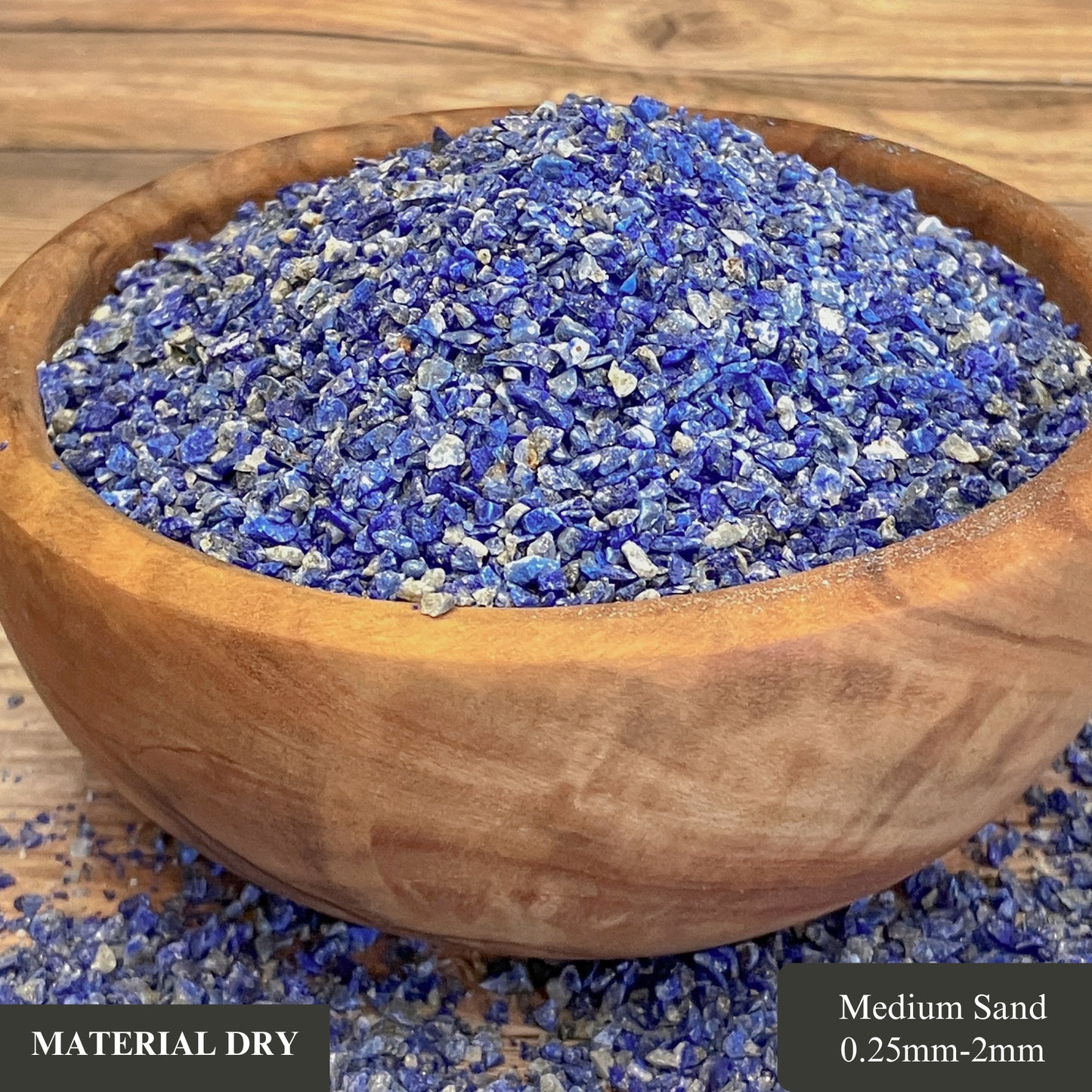 Crushed Lapis Lazuli (Grade A) Sand from Afghanistan, Medium Sand (0.25mm-2mm) for Woodworking and Ring Inlay, Resin Art, Memorial Jewelry