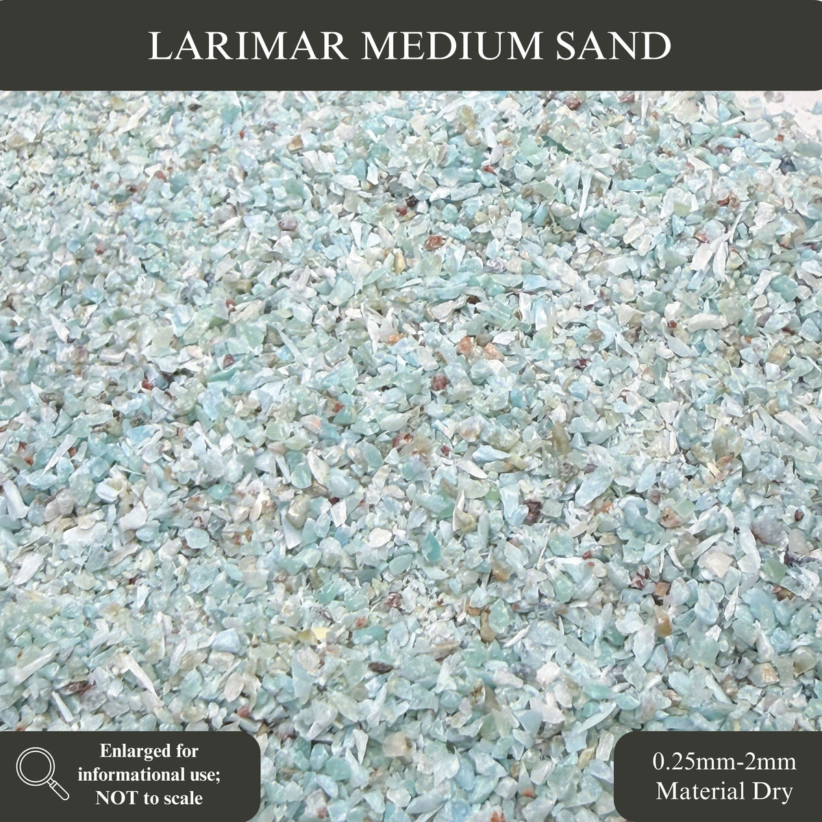Crushed Blue Larimar Sand from Dominican Republic, Medium Sand (0.25mm-2mm) for Woodworking and Ring Inlay, Resin Art, Memorial Jewelry