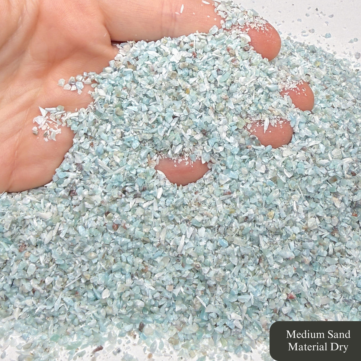 Crushed Blue Larimar Sand from Dominican Republic, Medium Sand (0.25mm-2mm) for Woodworking and Ring Inlay, Resin Art, Memorial Jewelry