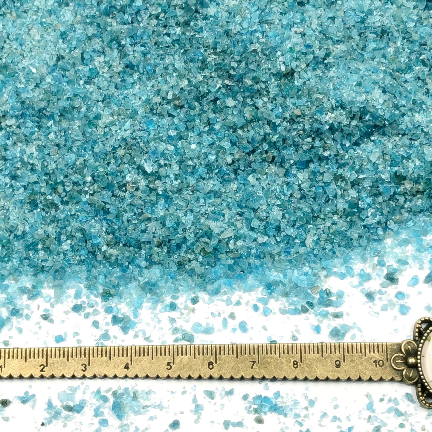 Crushed Marine Blue Apatite (Grade A) from Brazil, Medium Crush, Sand Size, 2mm - 0.25mm