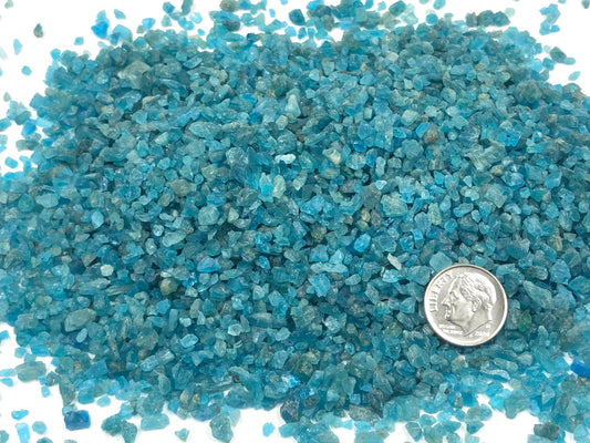 Crushed Marine Blue Apatite (Grade A) from Brazil, Coarse Crush, Gravel Size, 4mm - 2mm