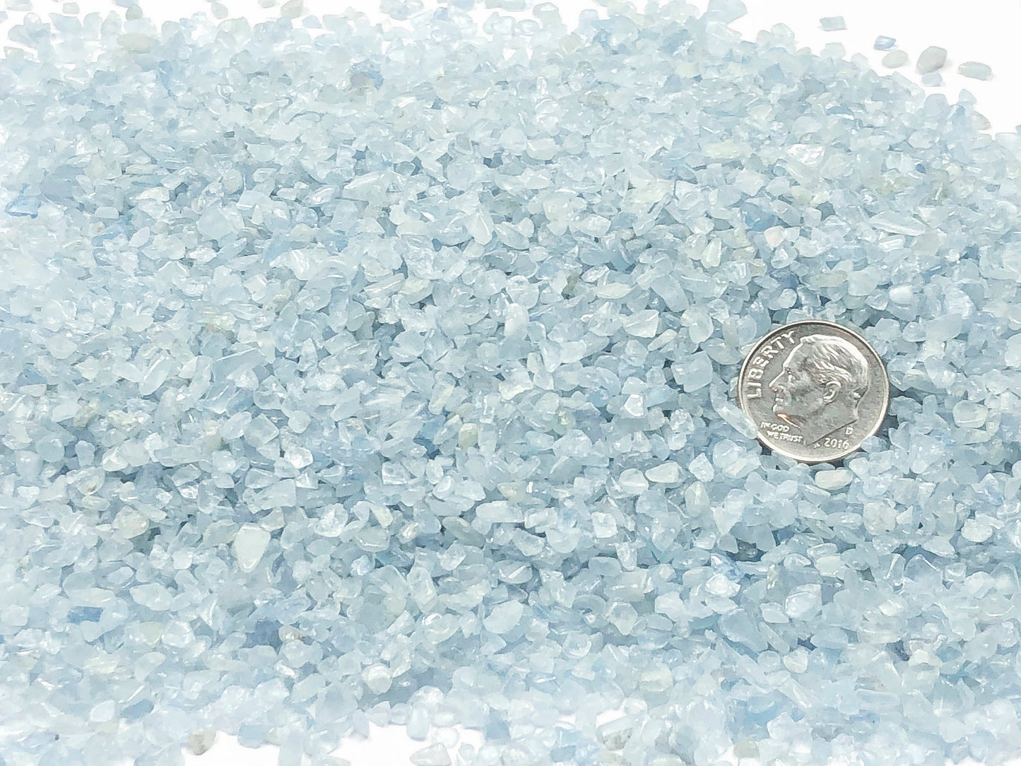 Crushed Blue Aquamarine (Grade A) from Angola, Coarse Crush, Gravel Size, 4mm - 2mm