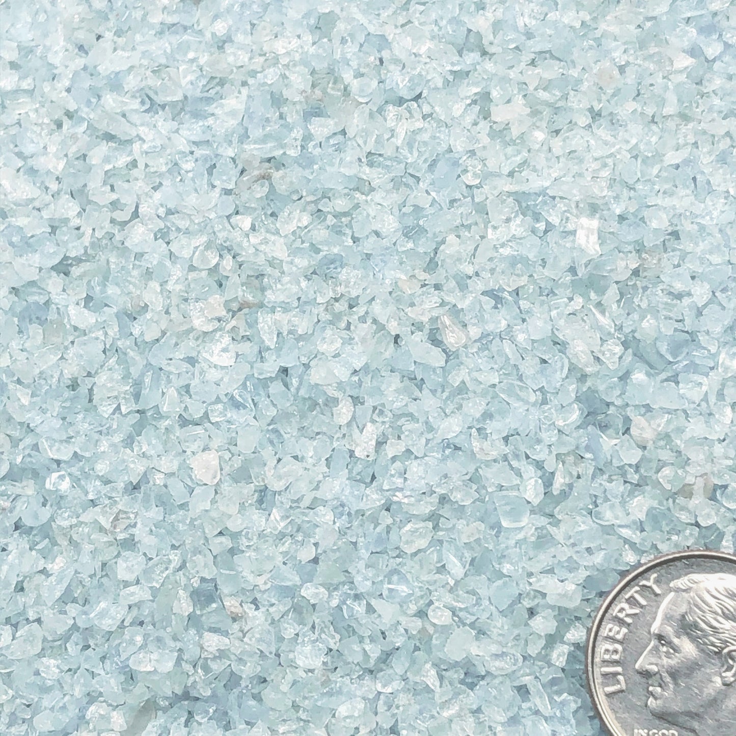 Crushed Blue Aquamarine (Grade A) from Angola, Medium Crush, Sand Size, 2mm - 0.25mm
