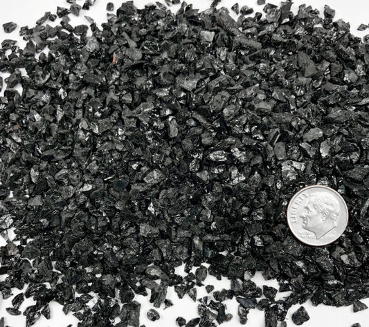 Crushed Black Tourmaline from Brazil, Coarse Crush, Gravel Size, 4mm - 2mm