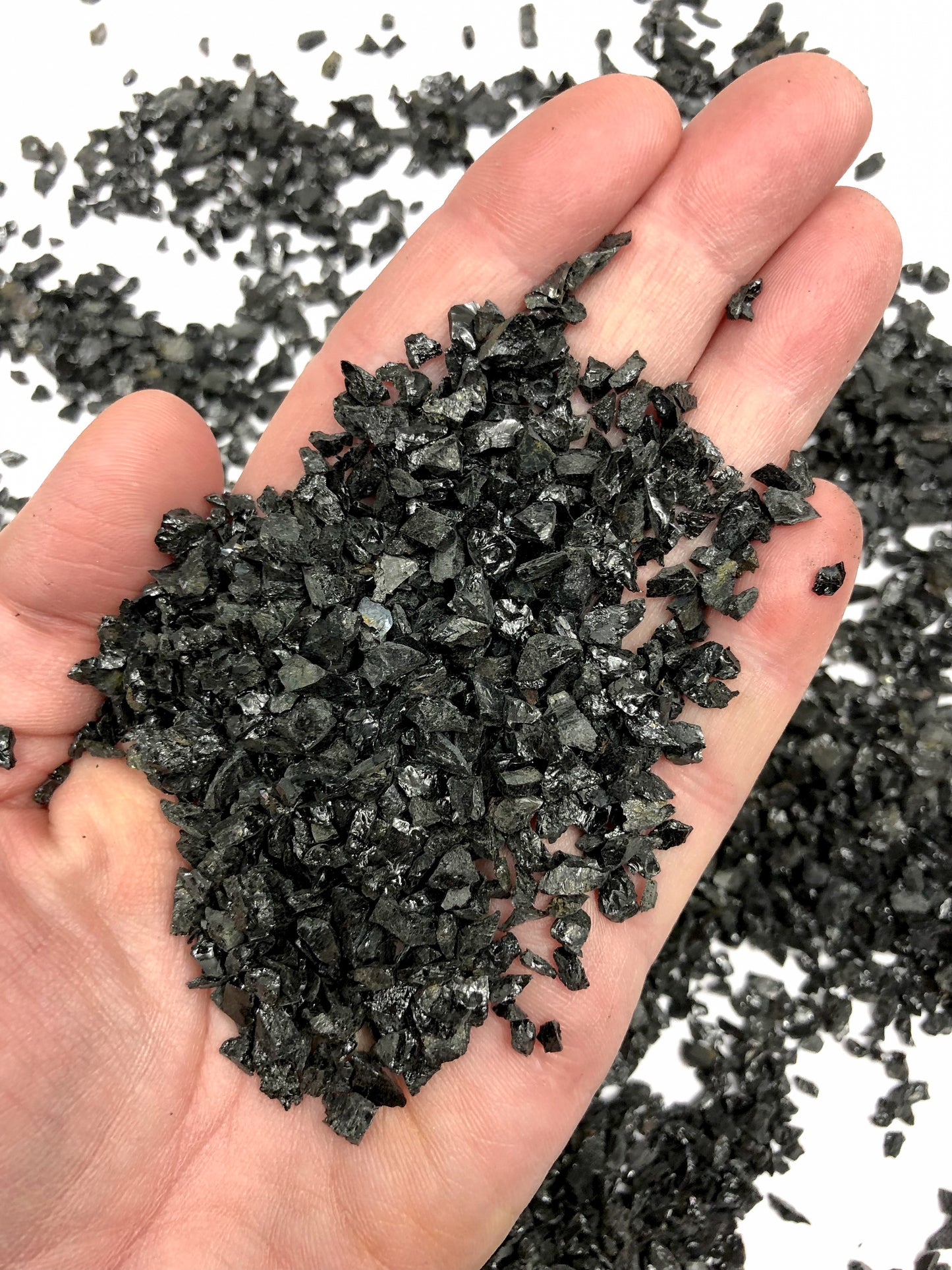 Crushed Black Tourmaline from Brazil, Coarse Crush, Gravel Size, 4mm - 2mm