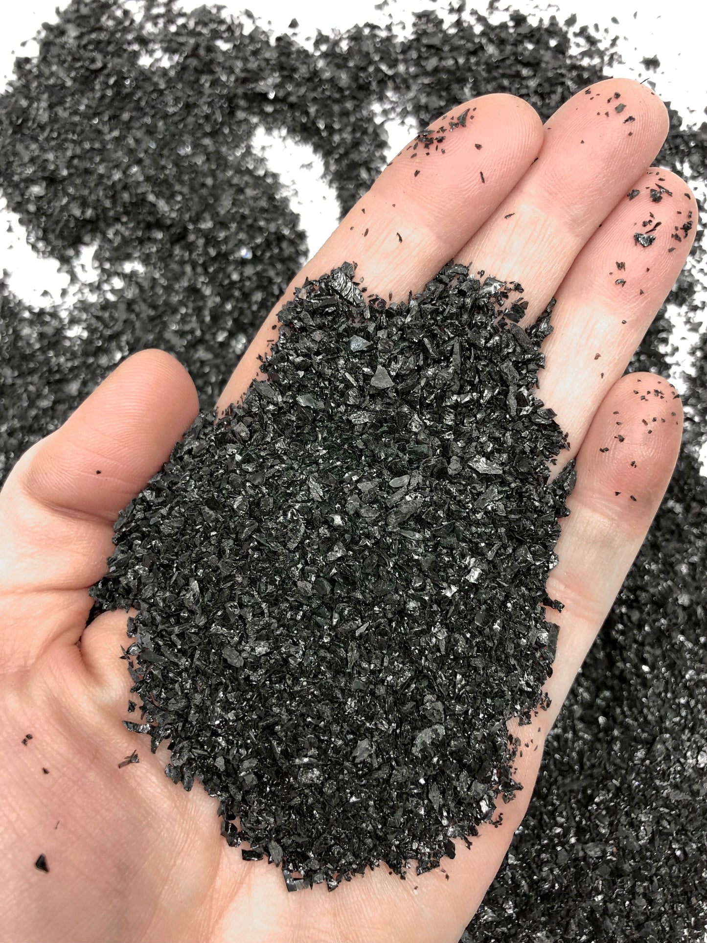 Crushed Black Tourmaline from Brazil, Medium Crush, Sand Size, 2mm - 0.25mm