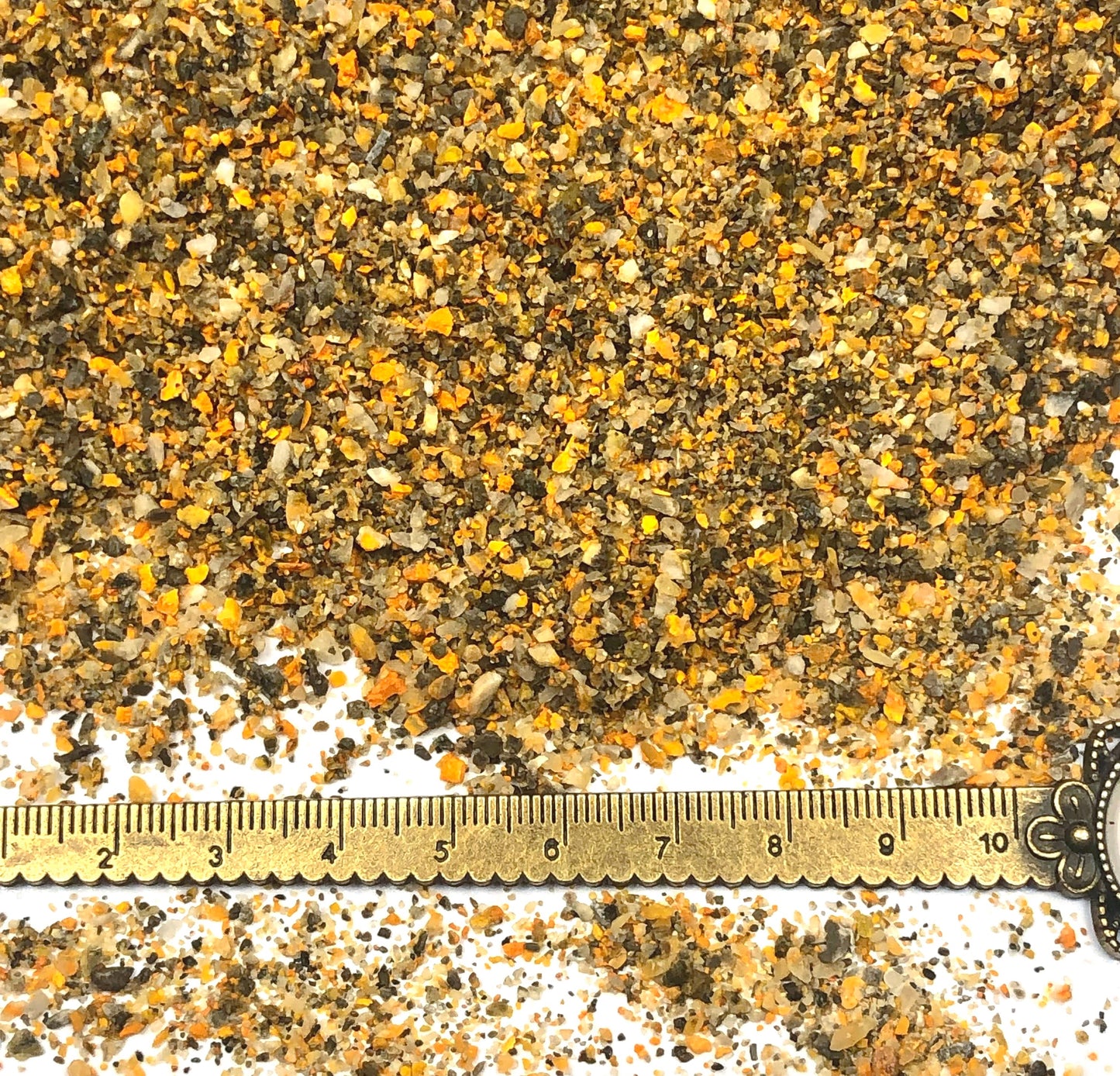 Crushed Yellow and Black Bumblebee Jasper from Indonesia, Medium Crush, Sand Size, 2mm - 0.25mm