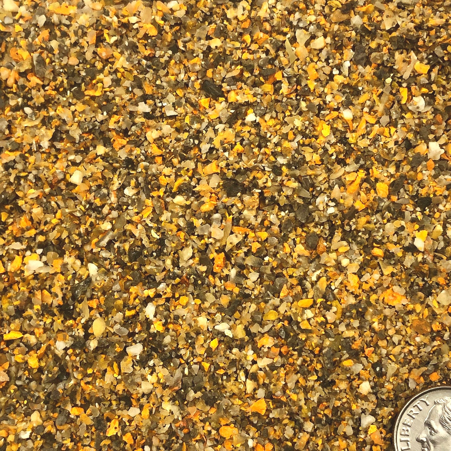 Crushed Yellow and Black Bumblebee Jasper from Indonesia, Medium Crush, Sand Size, 2mm - 0.25mm