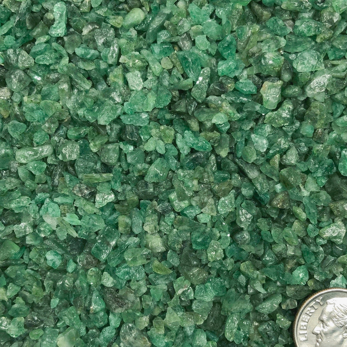 Crushed Green Emerald (Grade A) from India, Coarse Crush, Gravel Size, 4mm - 2mm