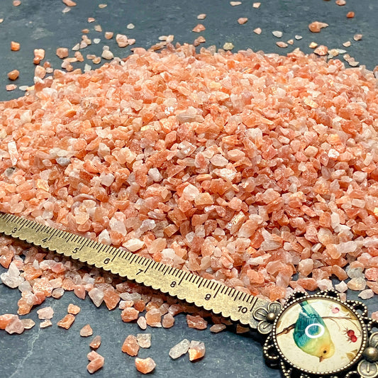 Crushed Coppery-Peach Sunstone Chips from India, Premium Grade, Pea-Sized Gravel, Coarse Crush (2mm-4mm)