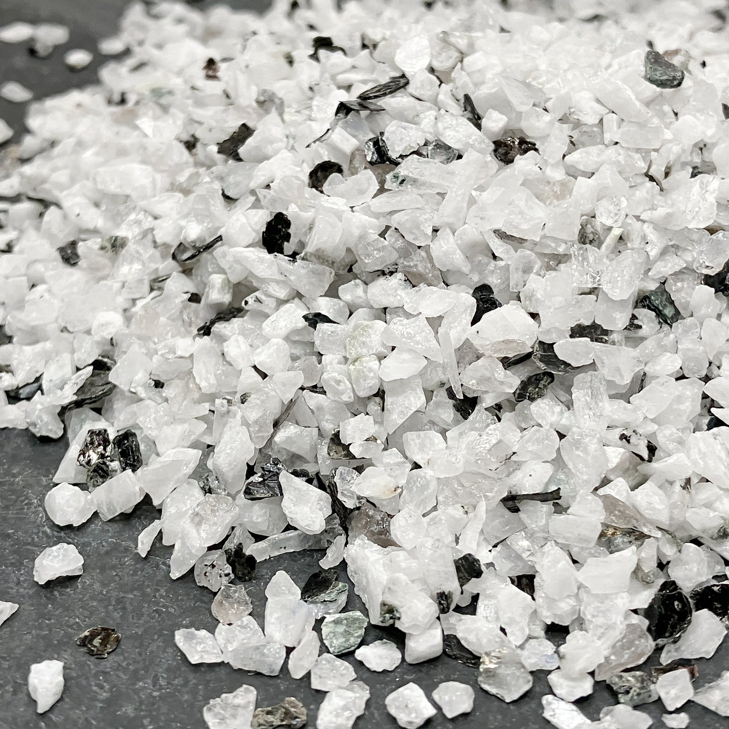 Crushed Rainbow Moonstone with Biotite Mica Chips from India, Pea-Sized Gravel (2mm-4mm) for Resin Art, Embellishments or Succulent Gravel