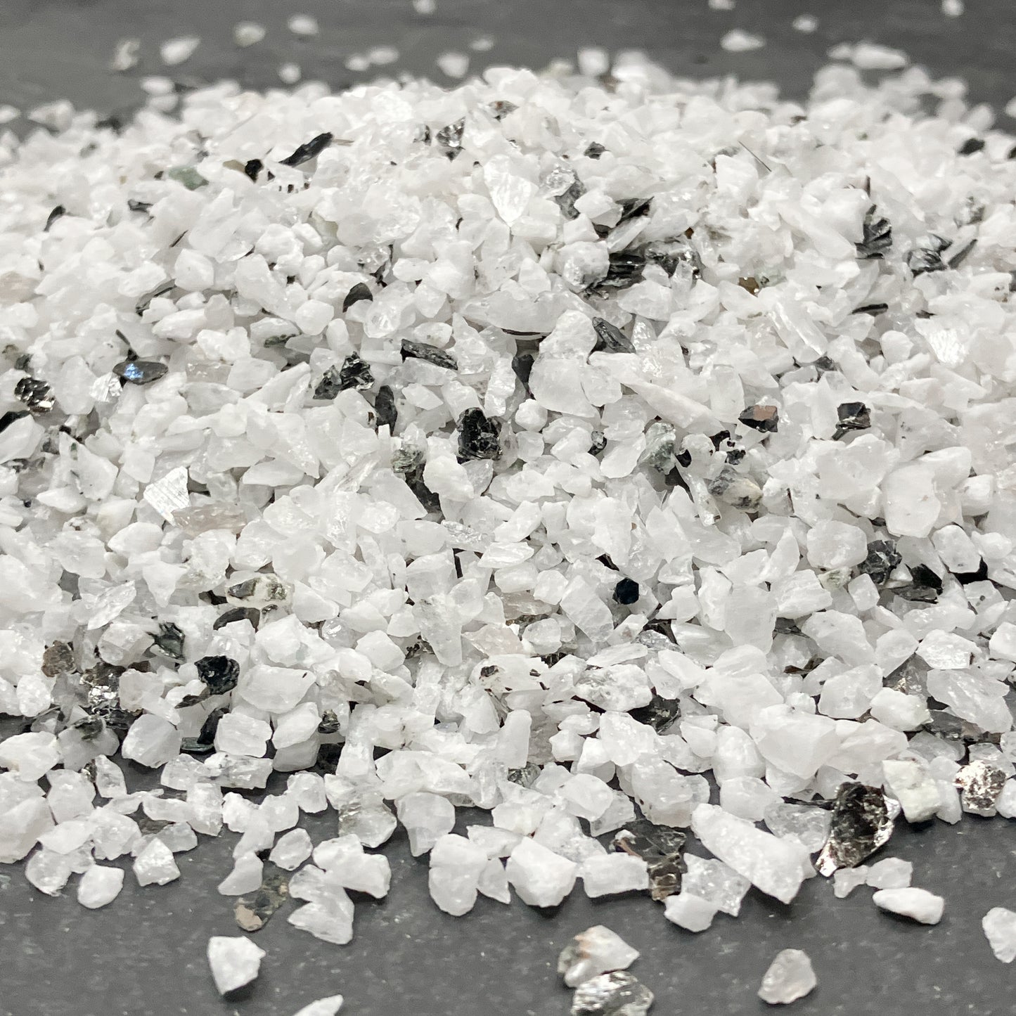 Crushed Rainbow Moonstone with Biotite Mica Chips from India, Pea-Sized Gravel (2mm-4mm) for Resin Art, Embellishments or Succulent Gravel
