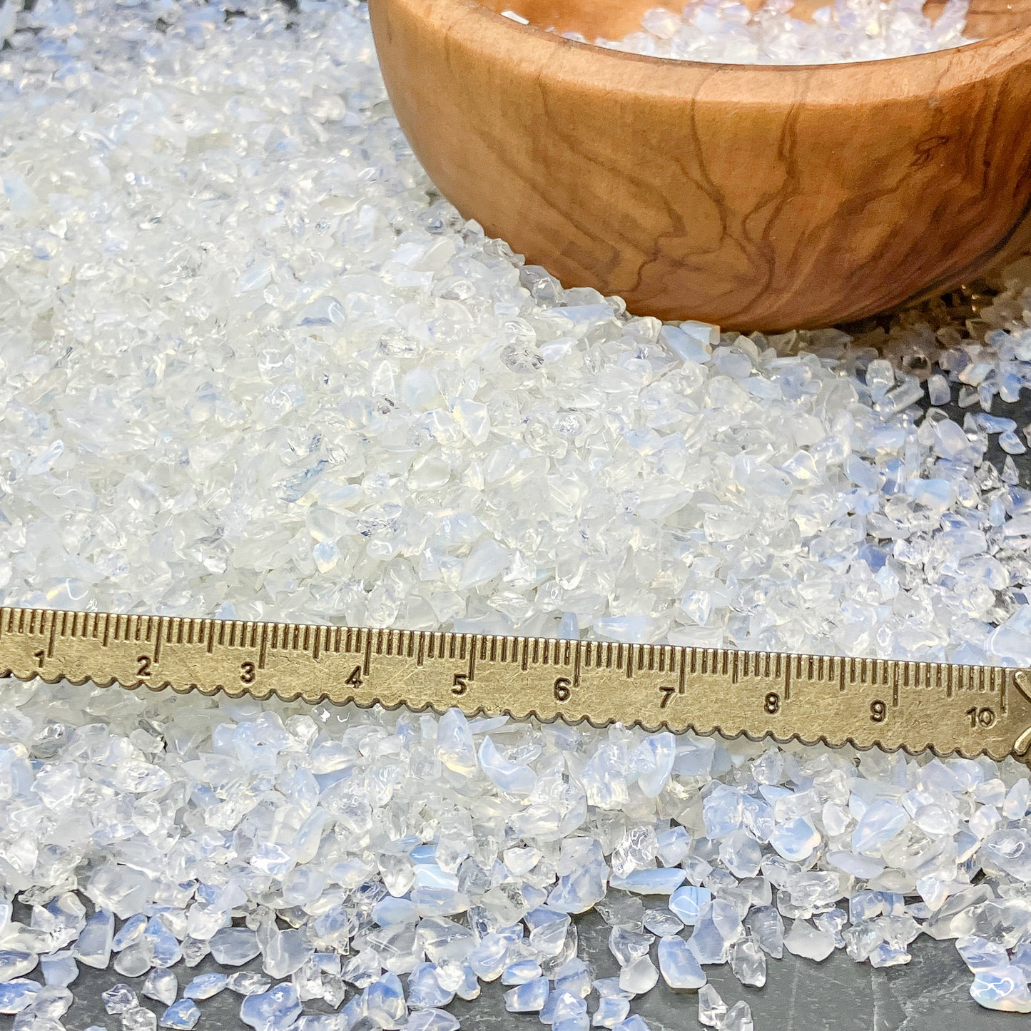 Crushed Opalite Chips (Synthetic), Pea-Sized Gravel (2mm-4mm) for Resin Art, Embellishments, Mosaics, or Succulent Gravel