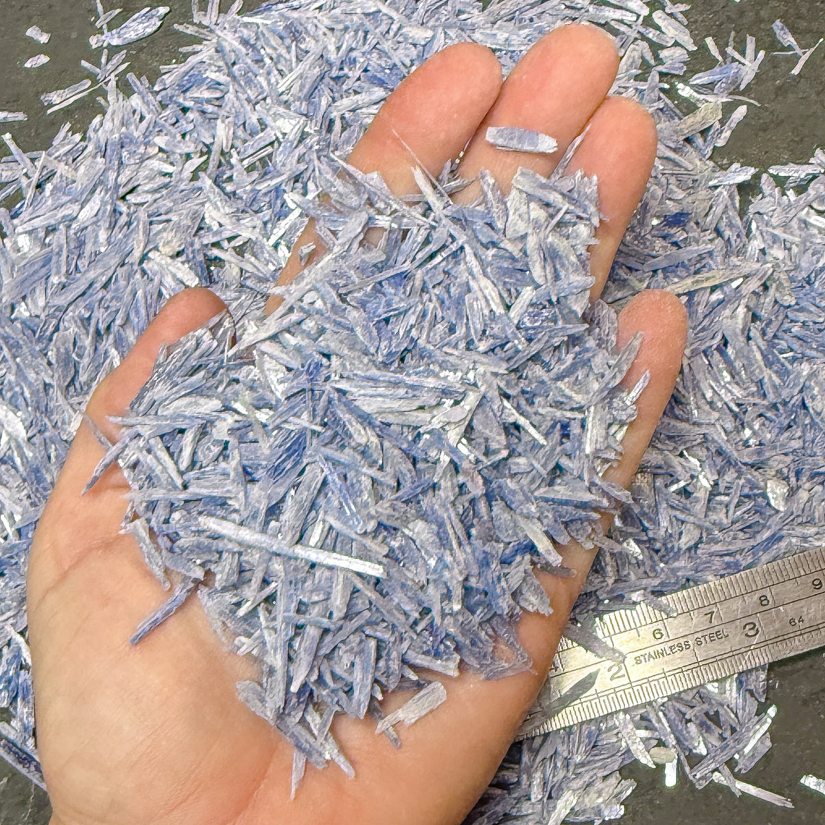 Crushed Blue Kyanite Small Blades (Grade A) from Brazil, 1cm-3cm in Length, 2mm-4mm in Width, for Inlay, Resin Art, Embellishments or Orgone Pyramids