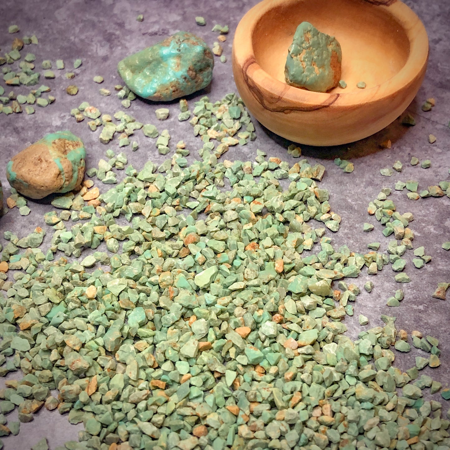 Crushed Green Sonoran Turquoise from Mexico, Coarse Crush, Gravel Size, 4mm - 2mm