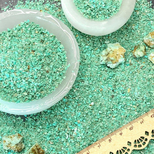 Crushed Blue-Green Tyrone Turquoise from New Mexico, Medium Crush, Sand Size, 2mm - 0.25mm