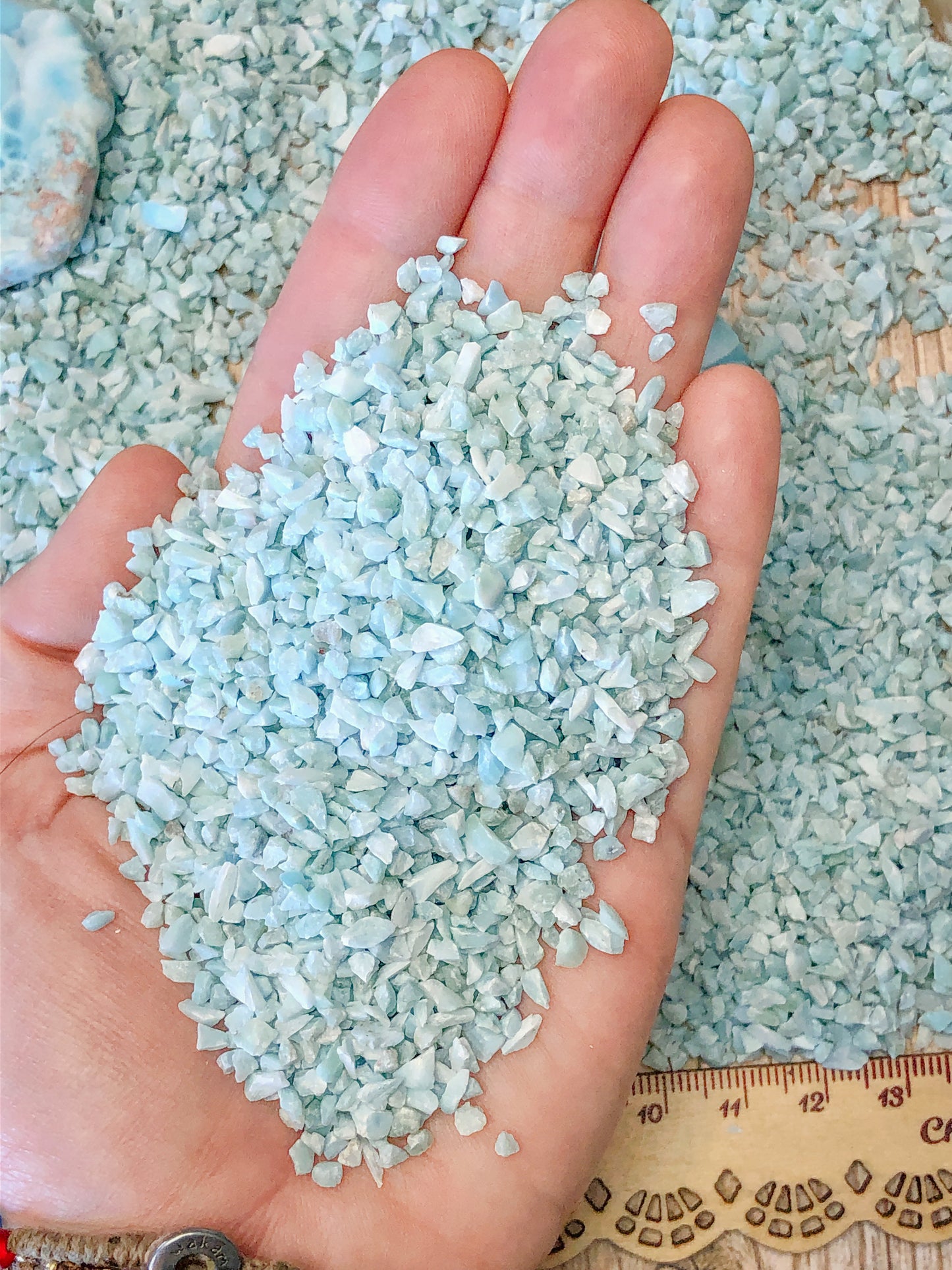 Crushed Baby Blue Larimar (Grade A) from the Dominican Republic, Coarse Crush, Gravel Size, 4mm - 2mm
