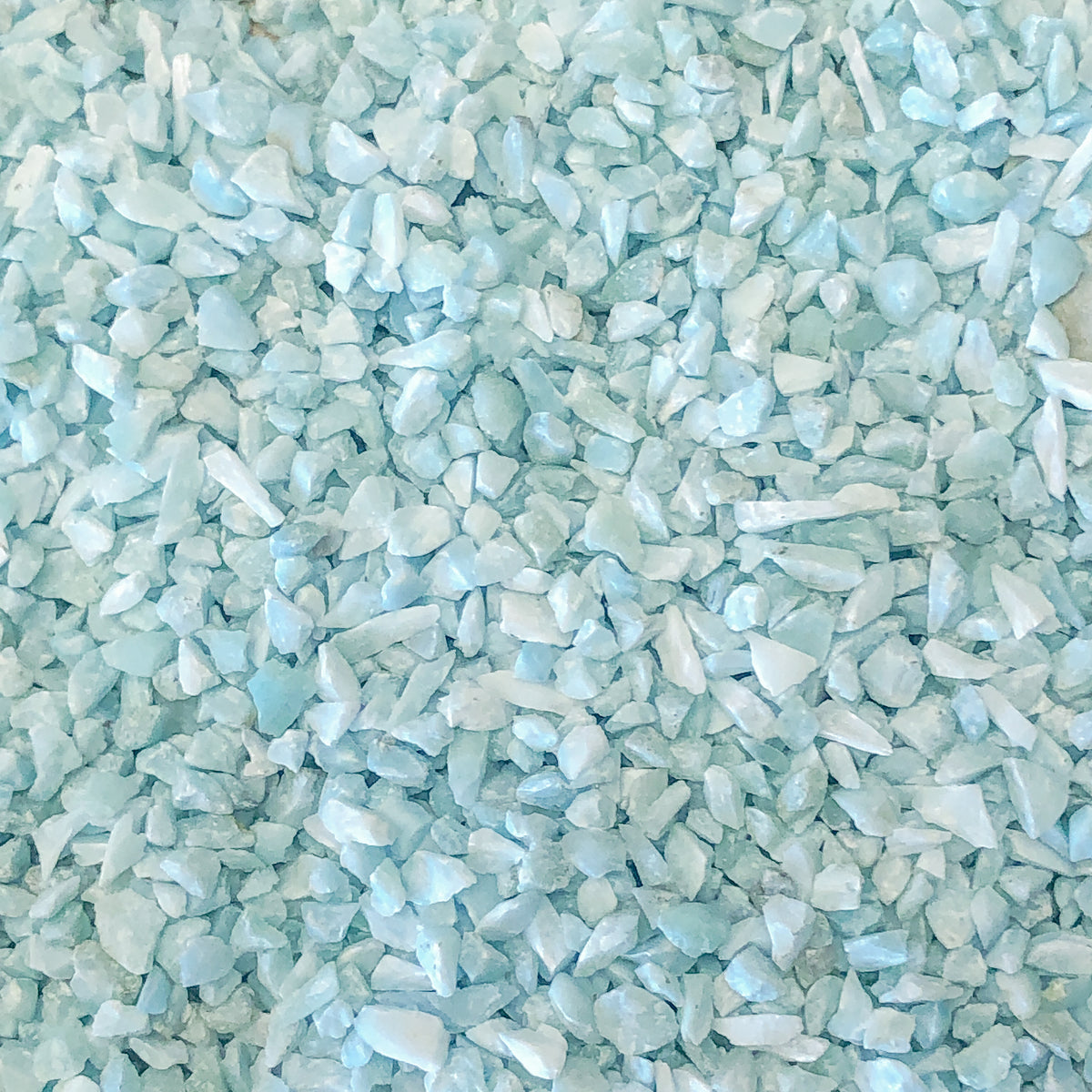 Crushed Premium Blue Larimar Chips from Dominican Republic, Pea-Sized Gravel (2mm-4mm) for Woodworking Inlay, Resin Art, Embellishments or Orgone Pyramids