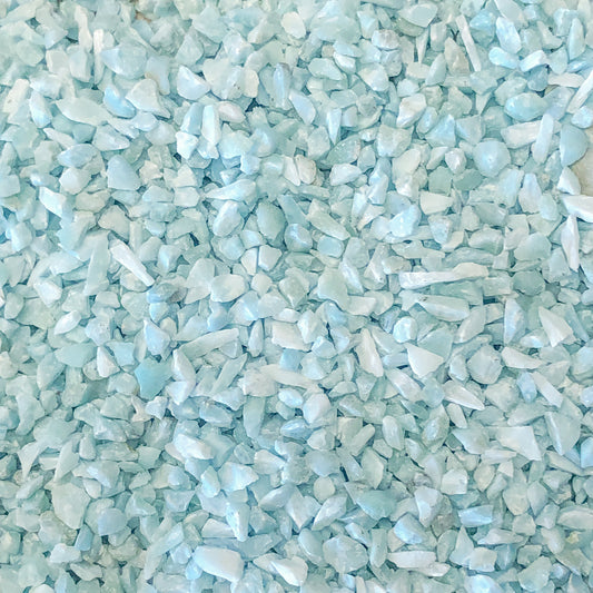 Crushed Baby Blue Larimar (Grade A) from the Dominican Republic, Coarse Crush, Gravel Size, 4mm - 2mm