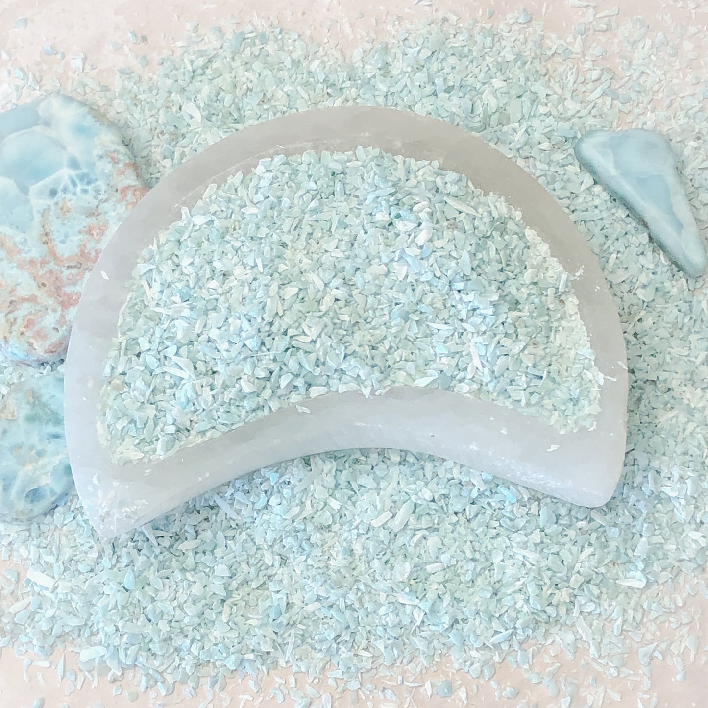 Crushed Baby Blue Larimar from the Dominican Republic, Medium Crush, Sand Size, 2mm - 0.25mm