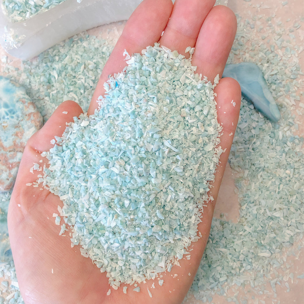 Crushed Premium Blue Larimar Sand from Dominican Republic, Medium Sand (0.25mm-2mm) for Woodworking and Ring Inlay, Resin Art, Memorial Jewelry