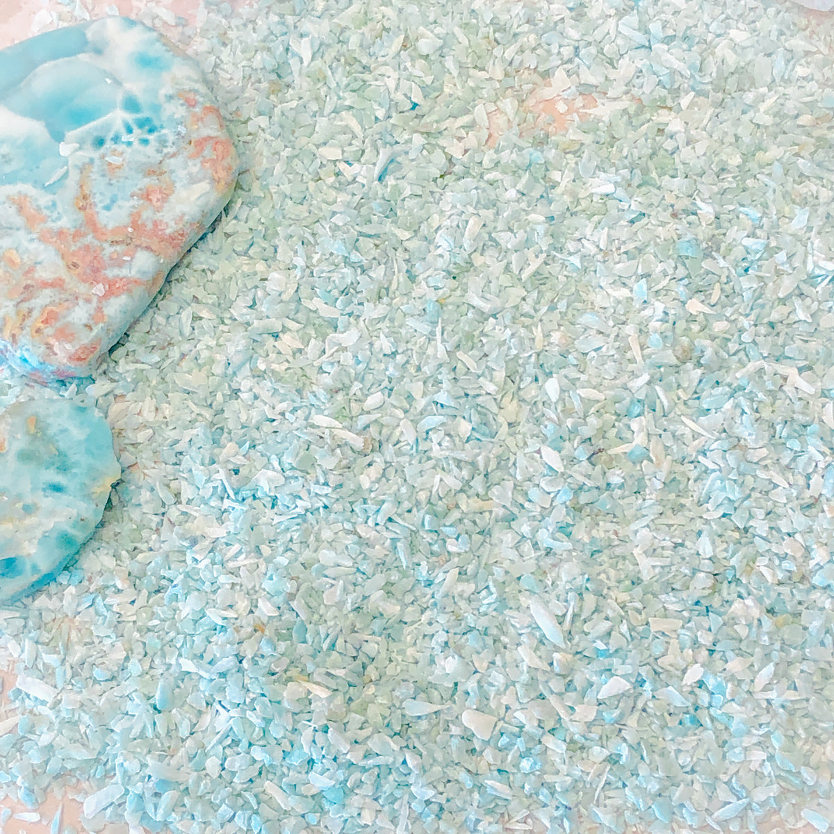 Crushed Premium Blue Larimar Sand from Dominican Republic, Medium Sand (0.25mm-2mm) for Woodworking and Ring Inlay, Resin Art, Memorial Jewelry