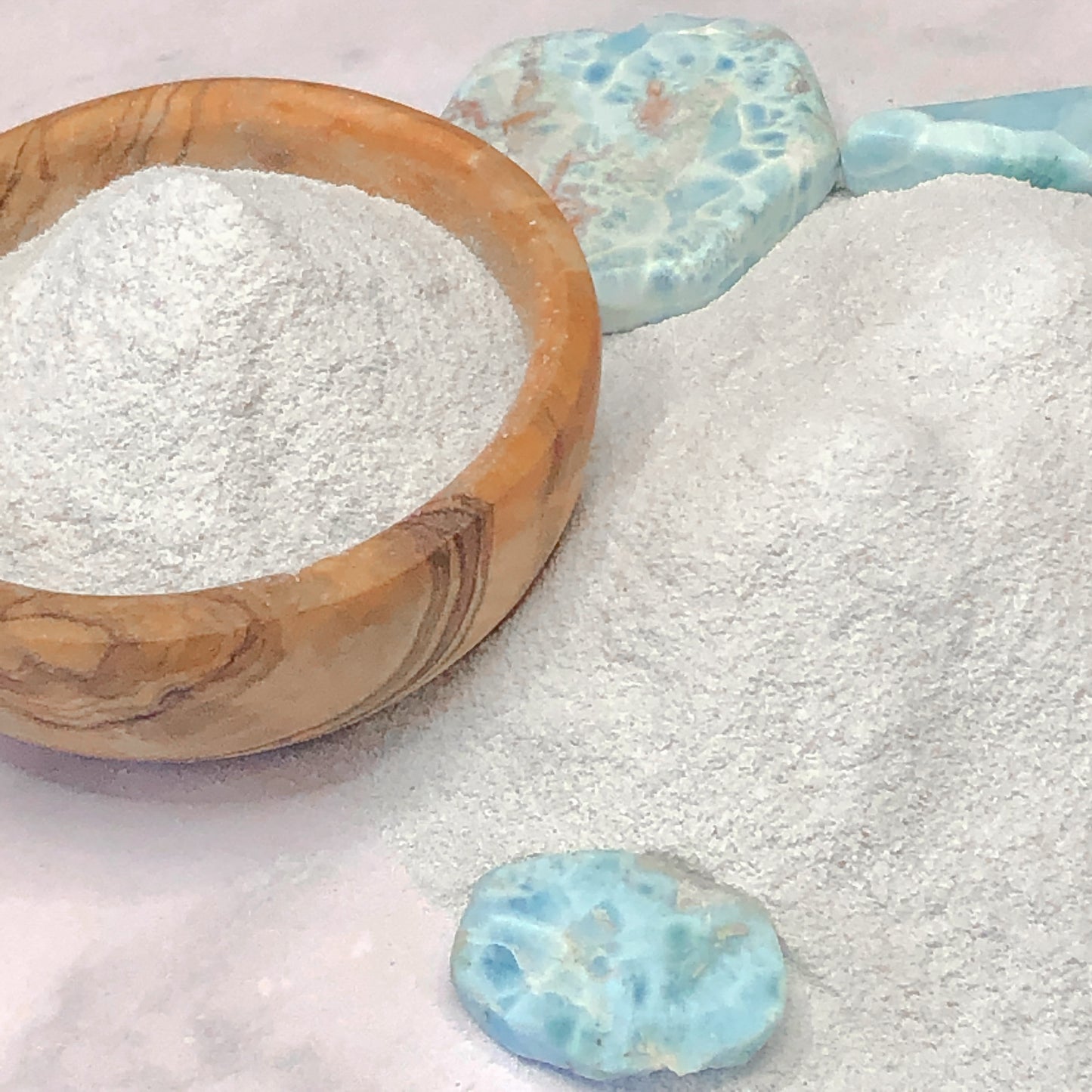 Crushed Baby Blue Larimar (Grade A) from the Dominican Republic, Fine Crush, Powder Size, <0.25mm