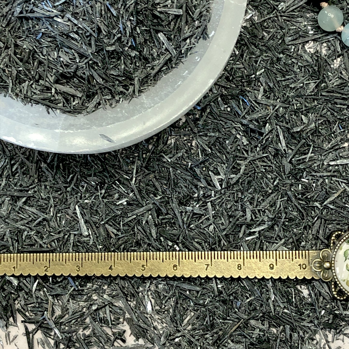 Crushed Black Kyanite from Brazil, Medium Crush, Sand Size, 2mm - 0.25mm in Width, 1.5cm - 0.1cm in Length