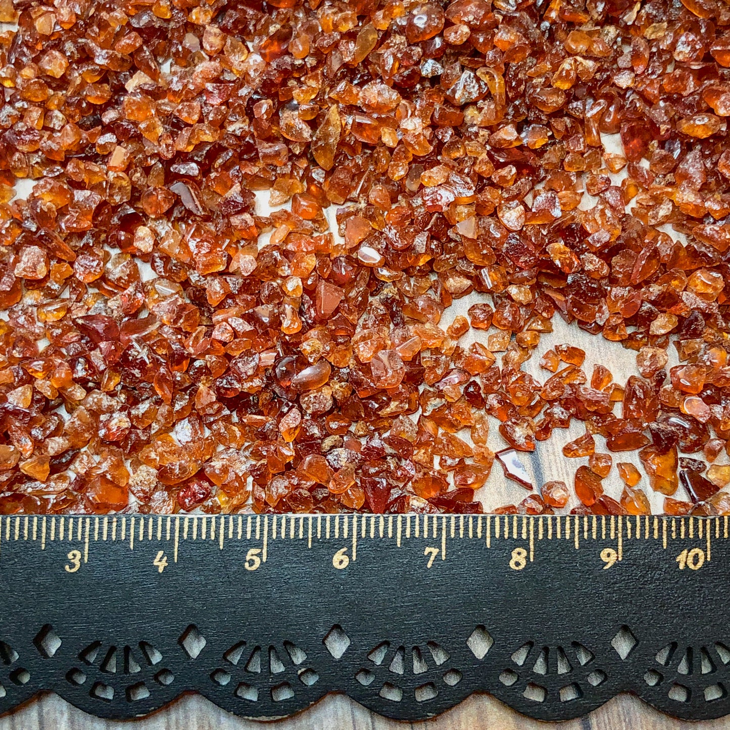 Crushed Spessartine Garnet from China, Coarse Crush, Gravel Size, 4mm - 2mm