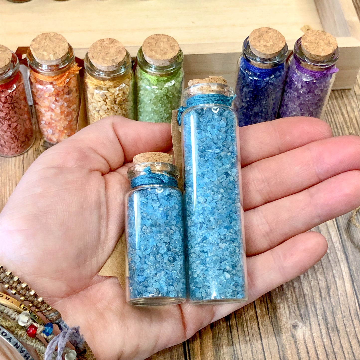 Crushed Rainbow Chakra Gemstone Gift Set, Medium Crush, Sand Size (2mm - 0.25mm)