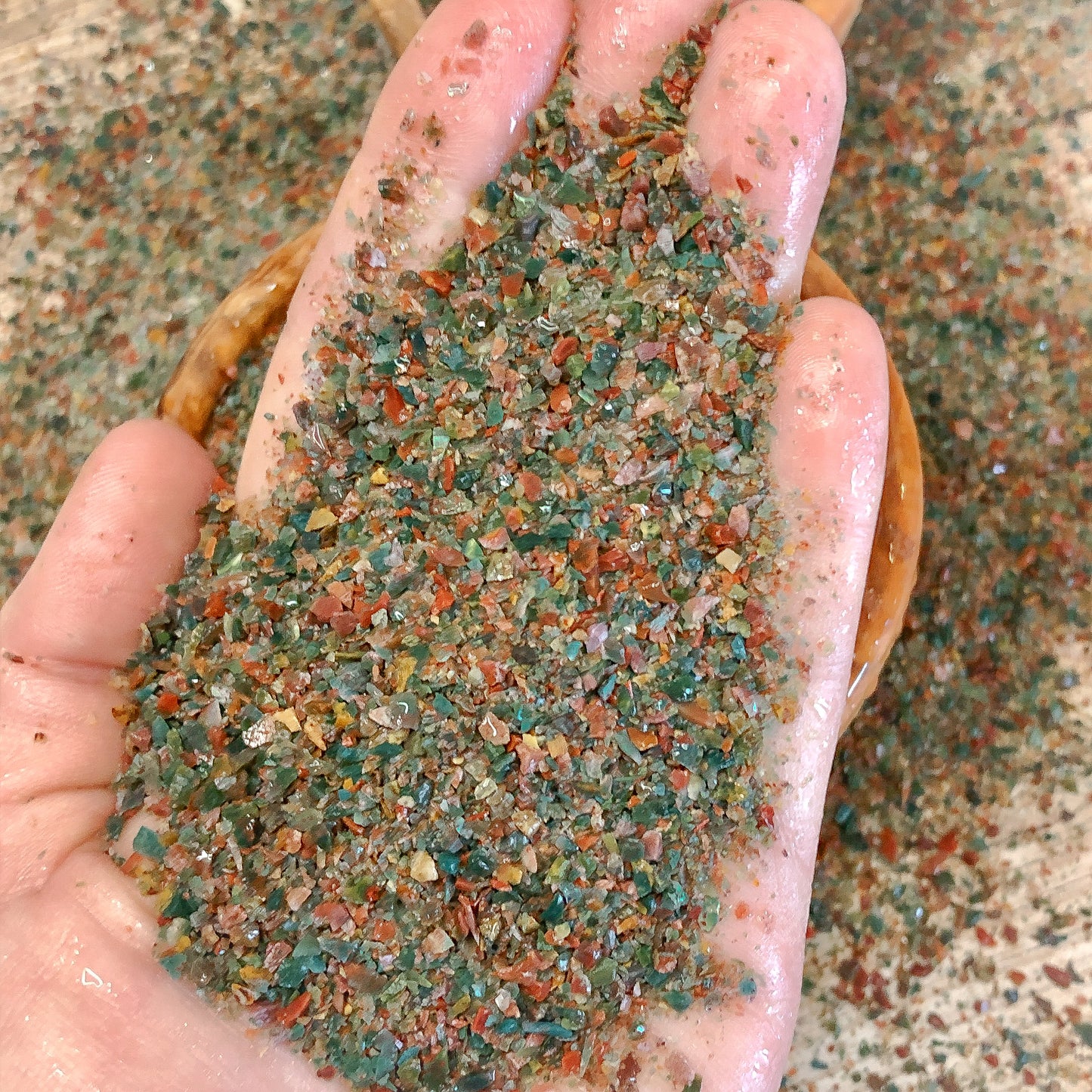 Crushed Fancy Jasper from India, Medium Crush, Sand Size, 2mm - 0.25mm