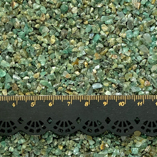 *CLOSEOUT* Crushed Green Emerald Chips (Grade B) from India, 2 Ounces, Coarse Crush, Gravel Size (4mm - 2mm)