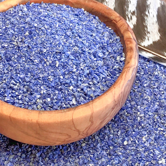 Crushed Royal Blue Lapis Lazuli (Grade AA) from Afghanistan, Medium Crush, Sand Size, 2mm - 0.25mm