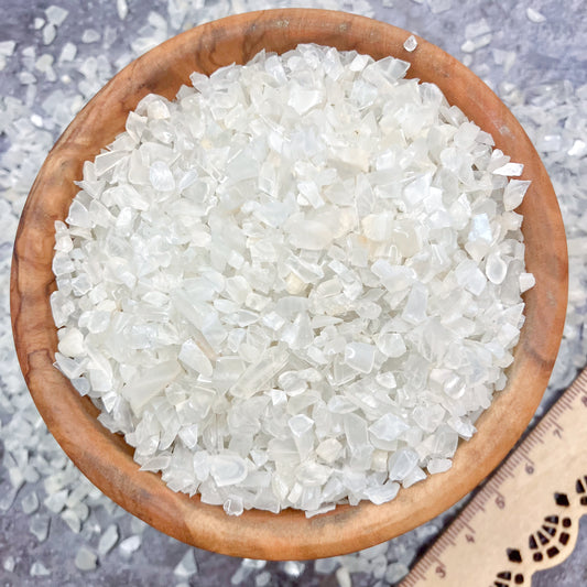 Crushed Creamy White Moonstone (Grade A) from India, Coarse Crush, Gravel Size, 4mm - 2mm