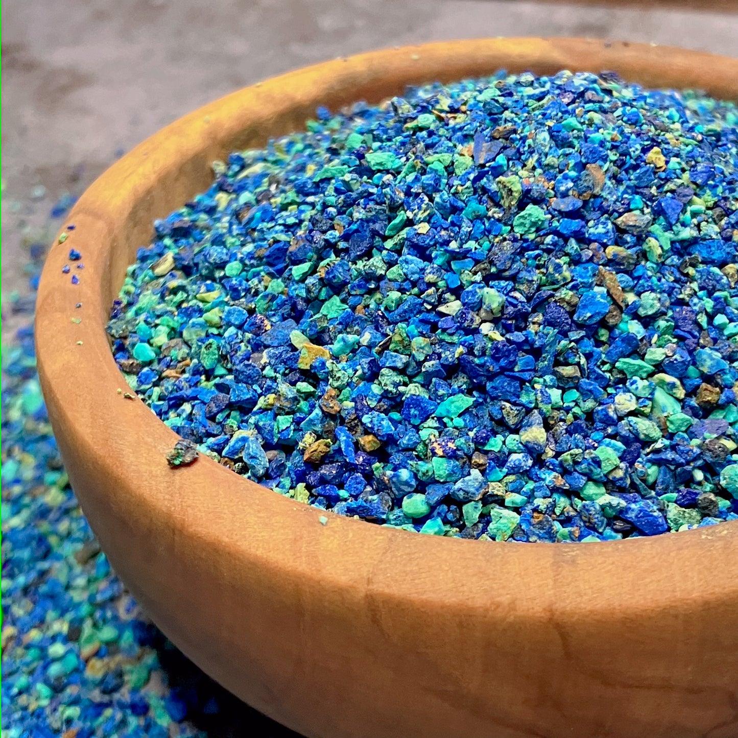 Crushed Shattuckite, Azurite, Malachite Sand from China, Small Batch, Medium Crush (0.25mm-2mm) for Inlay, Memorial & Sand Jewelry