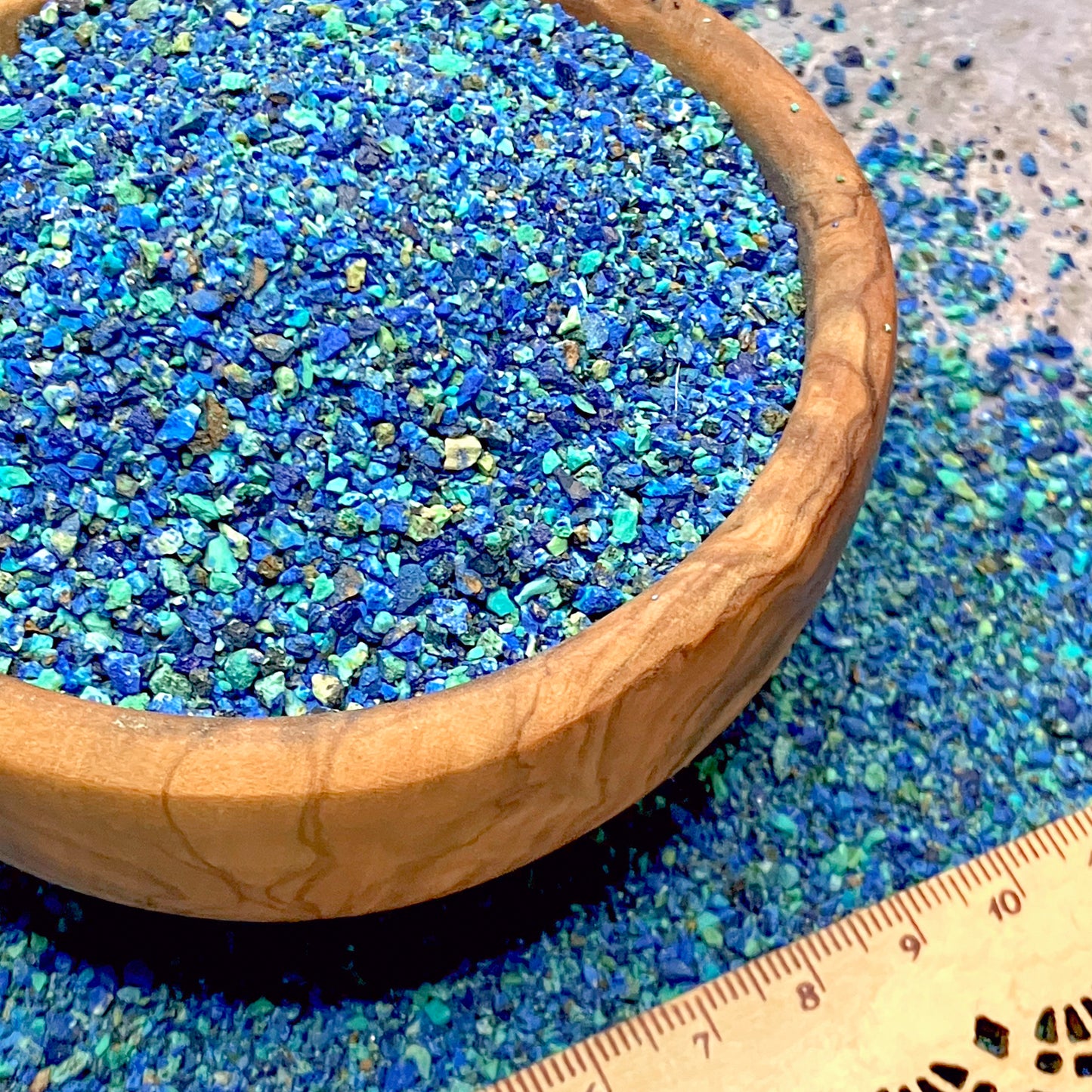 Crushed Shattuckite, Azurite, Malachite Sand from China, Small Batch, Medium Crush (0.25mm-2mm) for Inlay, Memorial & Sand Jewelry