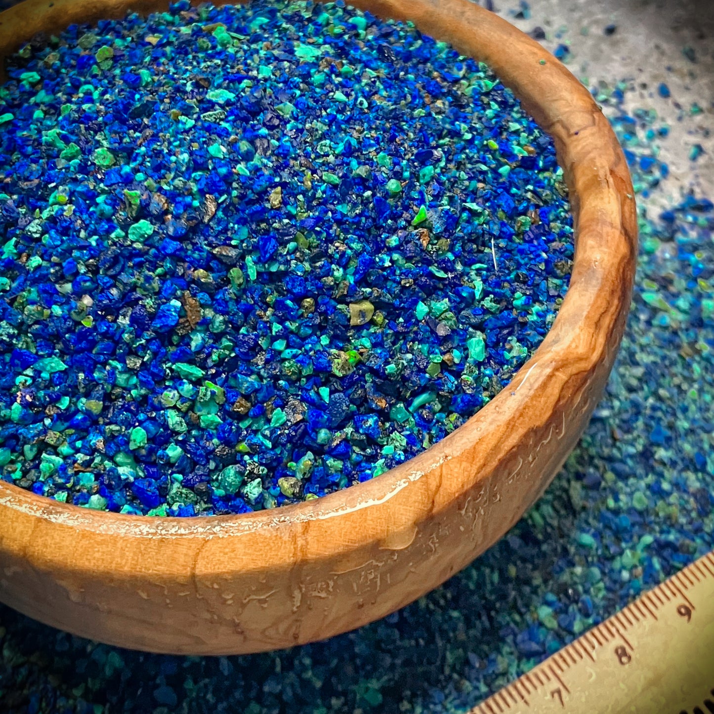 Crushed Shattuckite, Azurite, Malachite Sand from China, Small Batch, Medium Crush (0.25mm-2mm) for Inlay, Memorial & Sand Jewelry