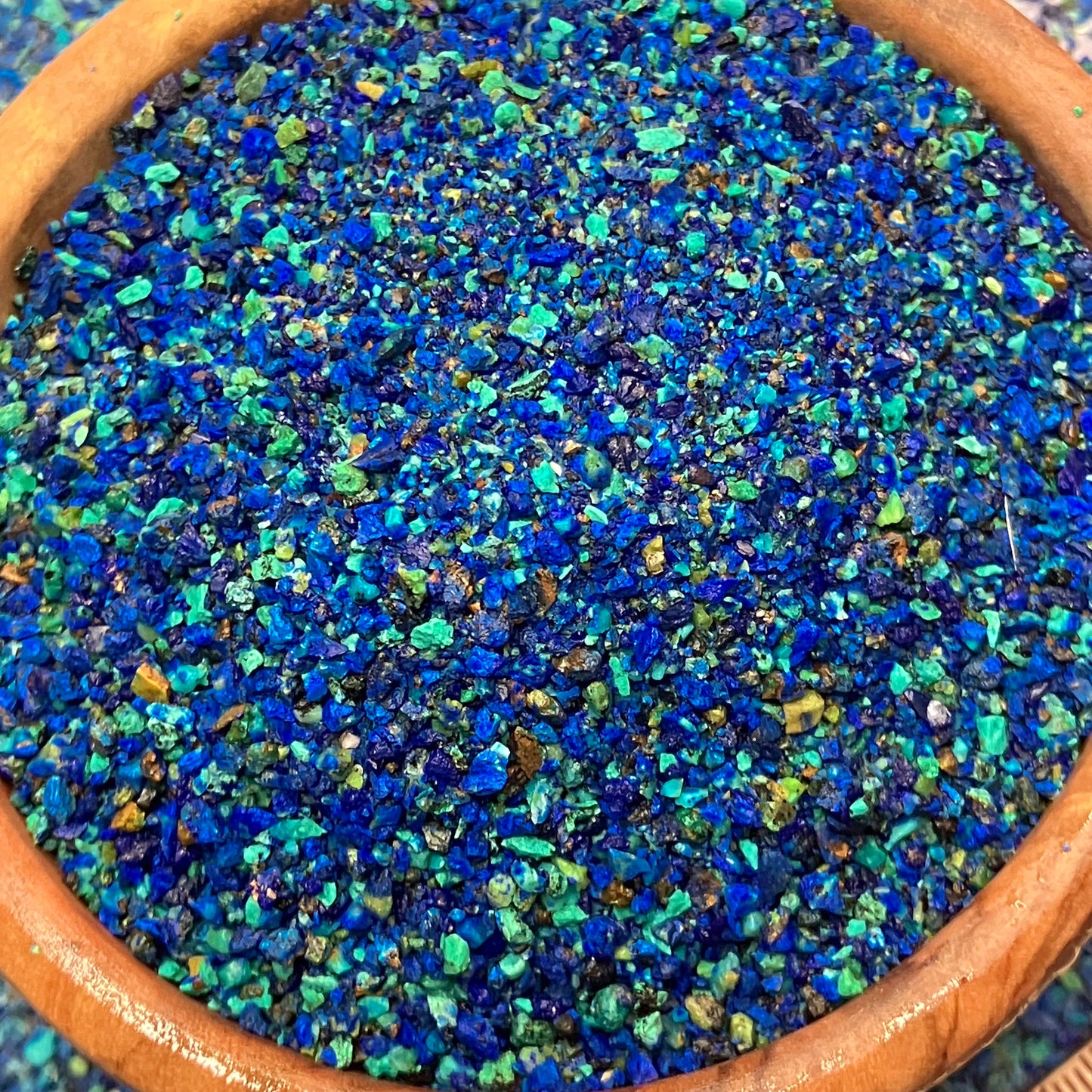 Crushed Shattuckite, Azurite, Malachite Sand from China, Small Batch, Medium Crush (0.25mm-2mm) for Inlay, Memorial & Sand Jewelry