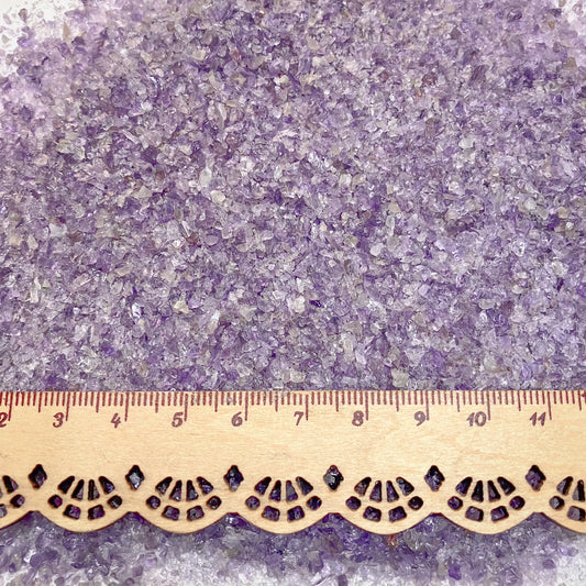 *CLOSEOUT* Crushed Purple Amethyst Sand with Minor Smoky Quartz from Brazil, 2 Ounces, Medium Crush, Sand Size (2mm - 0.25mm)