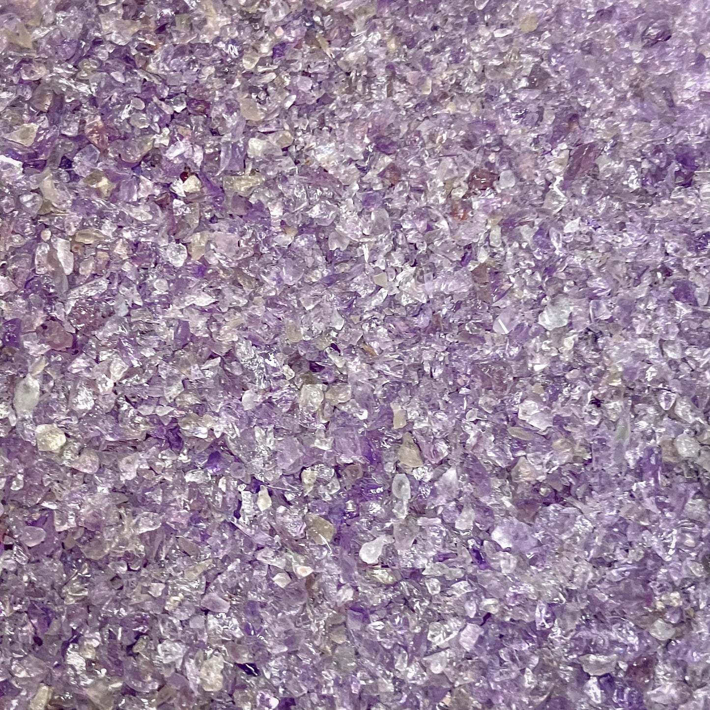 *CLOSEOUT* Crushed Purple Amethyst Sand with Minor Smoky Quartz from Brazil, 2 Ounces, Medium Crush, Sand Size (2mm - 0.25mm)