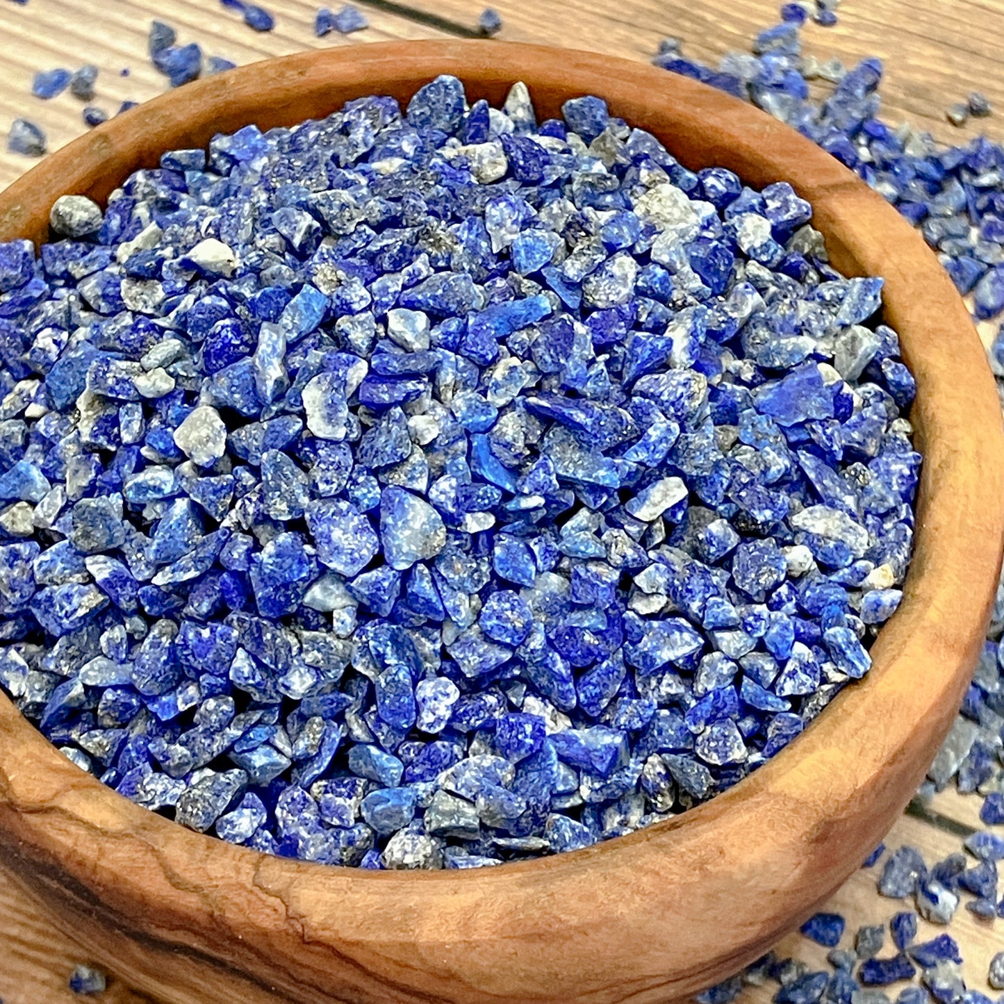 Crushed Lapis Lazuli Chips (Grade A) from Afghanistan, Coarse Crush, Gravel Size, 4mm - 2mm