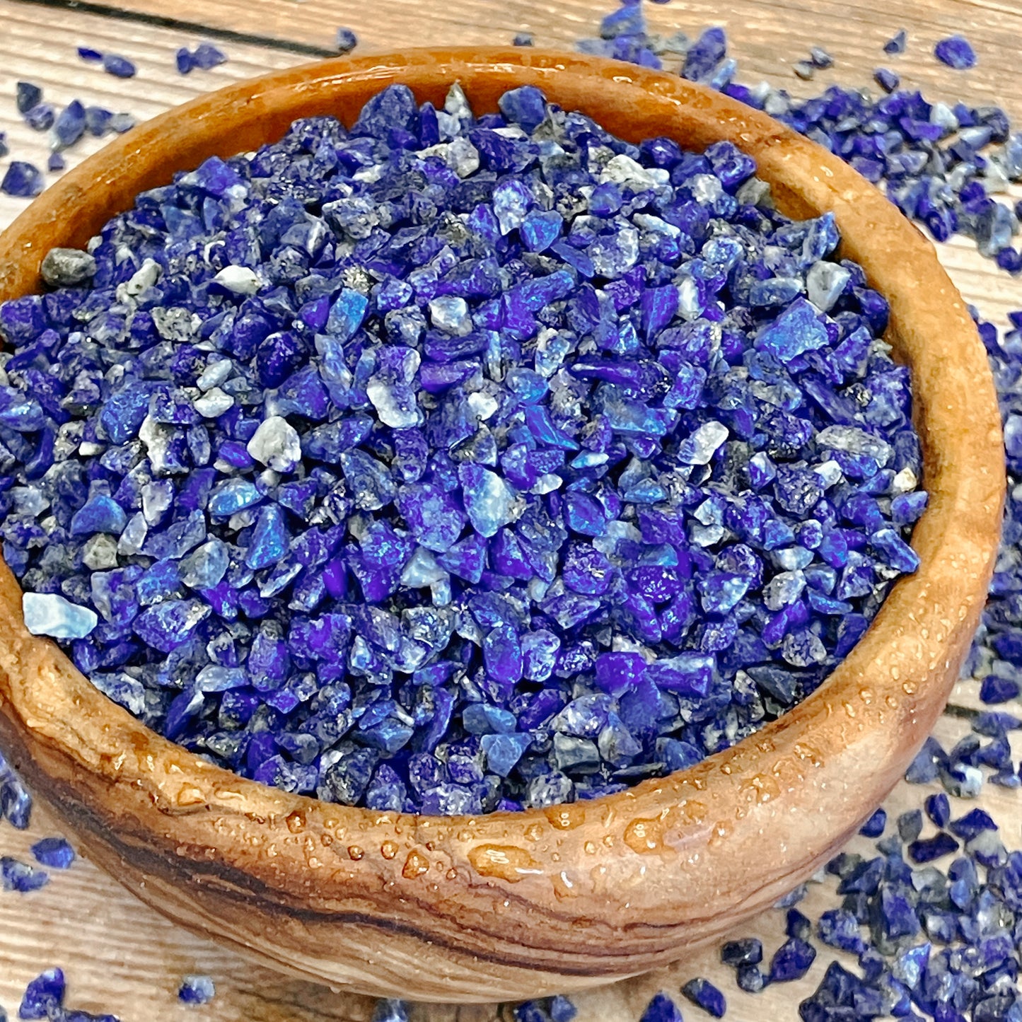 Crushed Lapis Lazuli Chips (Grade A) from Afghanistan, Coarse Crush, Gravel Size, 4mm - 2mm