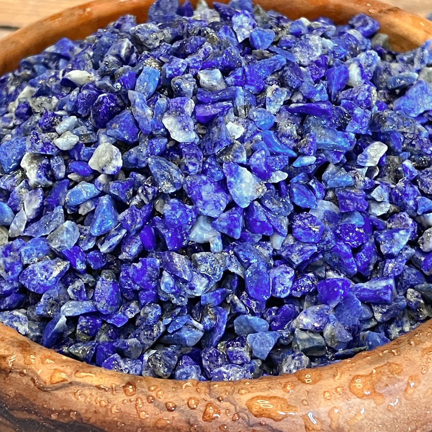 Crushed Lapis Lazuli Chips (Grade A) from Afghanistan, Coarse Crush, Gravel Size, 4mm - 2mm