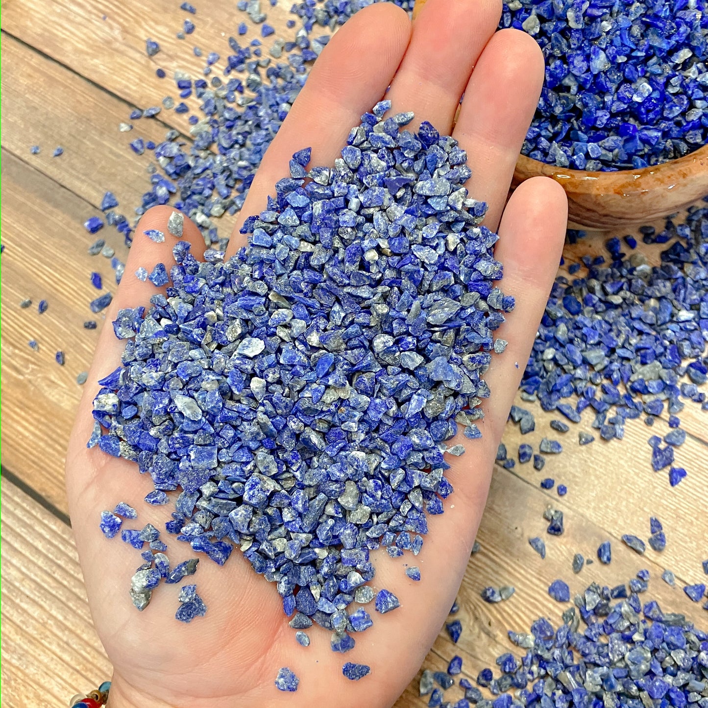 Crushed Lapis Lazuli Chips (Grade A) from Afghanistan, Coarse Crush, Gravel Size, 4mm - 2mm