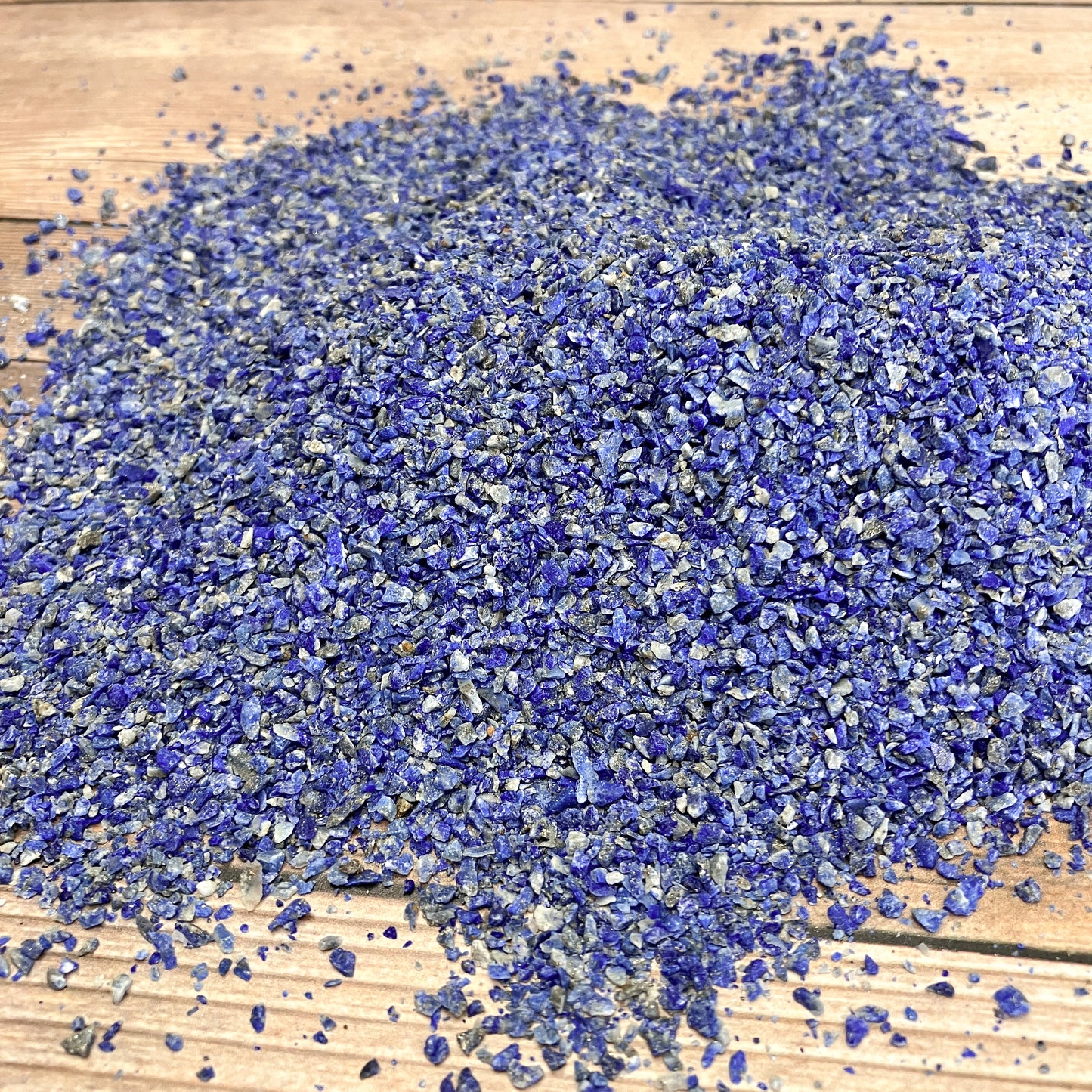 Crushed Lapis Lazuli (Grade A) from Afghanistan, Medium Crush, Sand Size, 2mm - 0.25mm