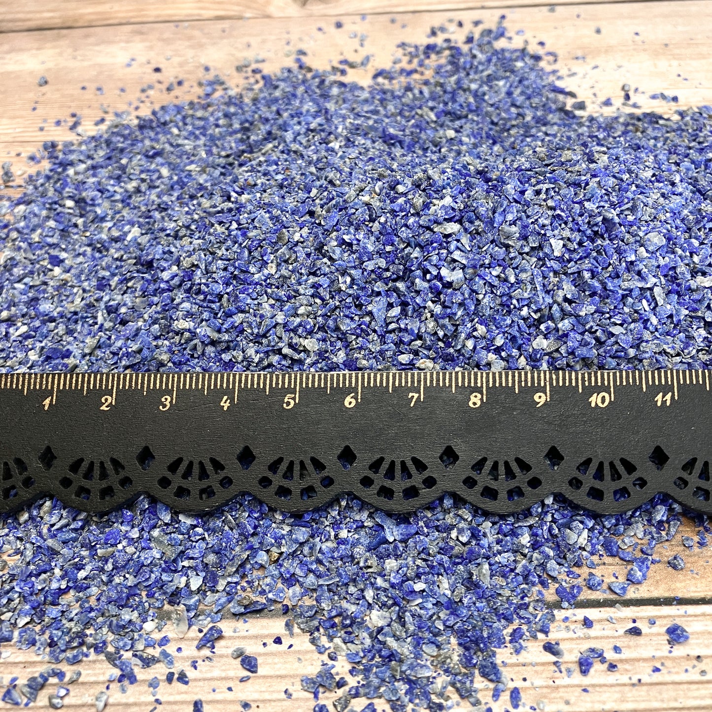 Crushed Lapis Lazuli (Grade A) from Afghanistan, Medium Crush, Sand Size, 2mm - 0.25mm