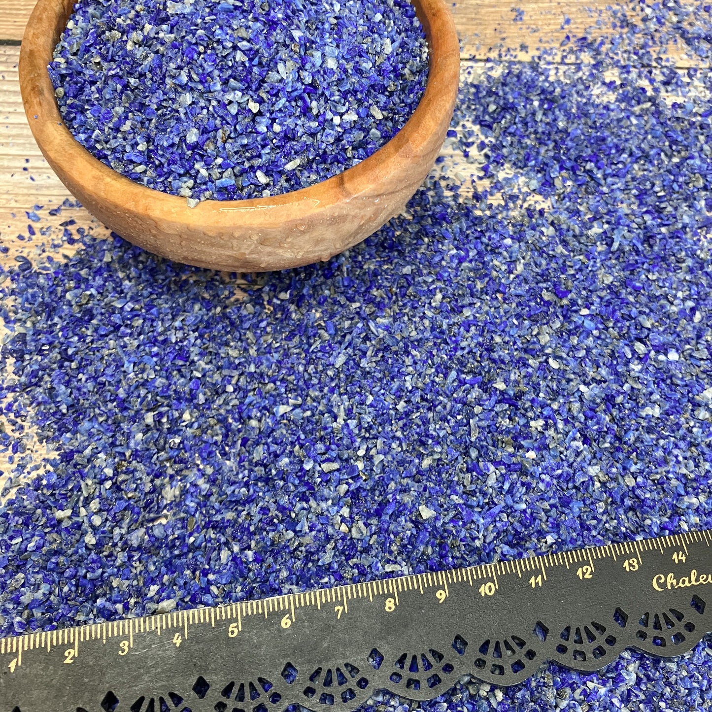 Crushed Lapis Lazuli (Grade A) from Afghanistan, Medium Crush, Sand Size, 2mm - 0.25mm