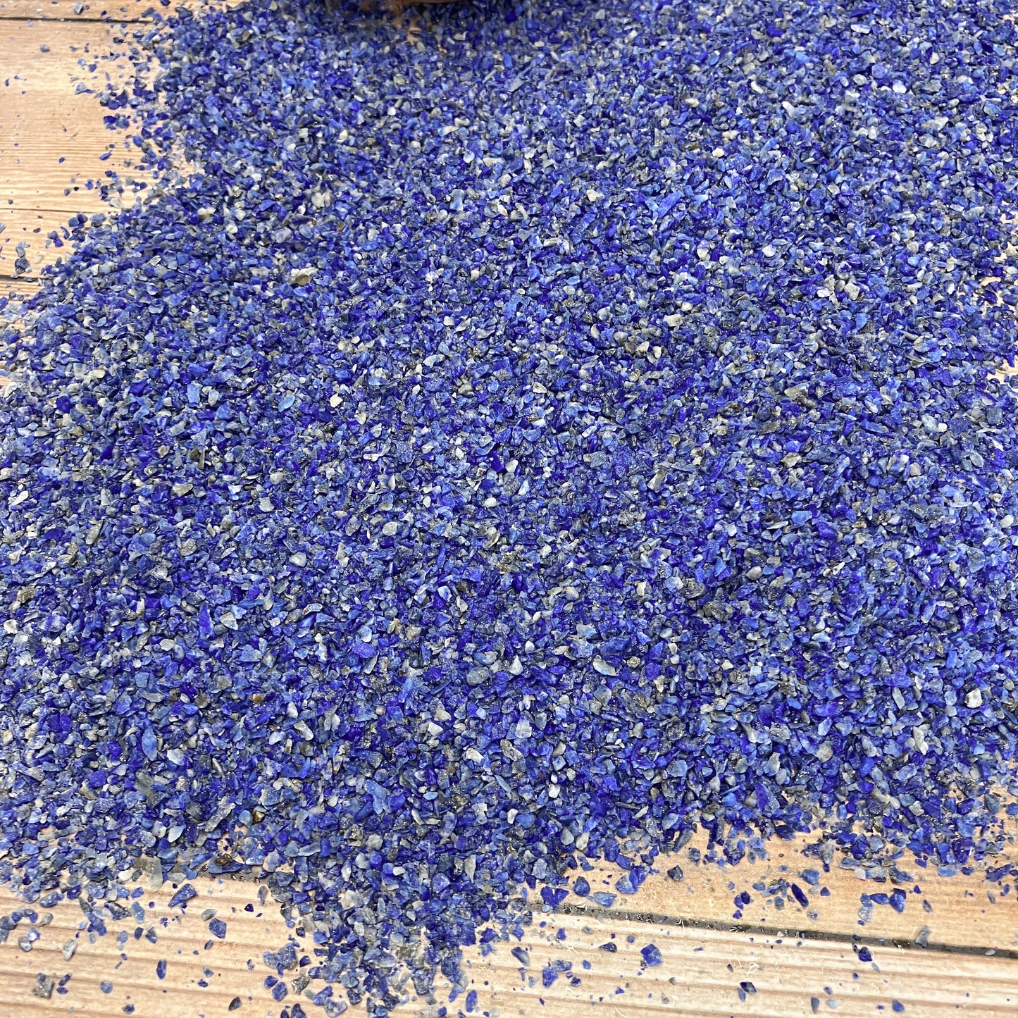 Crushed Lapis Lazuli (Grade A) from Afghanistan, Medium Crush, Sand Size, 2mm - 0.25mm